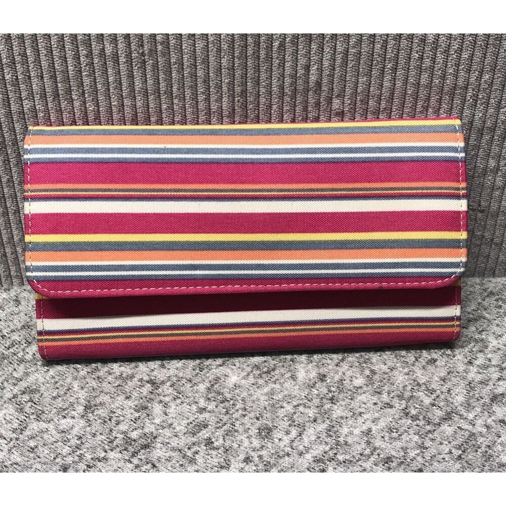 Unbranded Wallet Pink Stripe Bifold Snap Closure